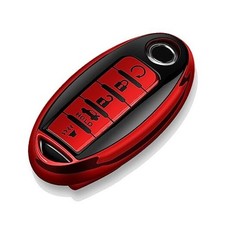 Compatible with Nissan Key Fob Cover Soft TPU Key Case for 5 buttons Red