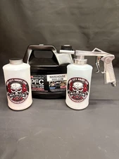Gallon PFC Amber, Standard Undercoating Gun, and 2 White Quart Bottles