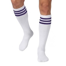 Kids Soccer Socks Toddler Youth Cotton Soft 10-12 Years White Purple Big Kid