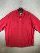LL Bean Shirt Jacket Mens XL Tall Red Barn Chore Shacked Quilt Lined Barn Farm