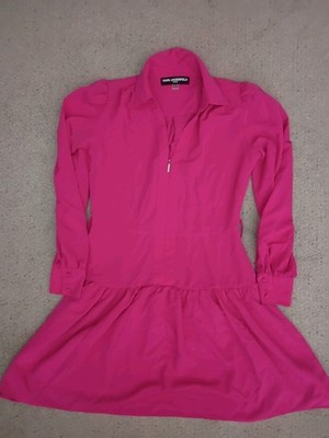 KARL LAGERFELD PARIS Womens Belted Shirtdress Fuschia 2, MISSING BELT