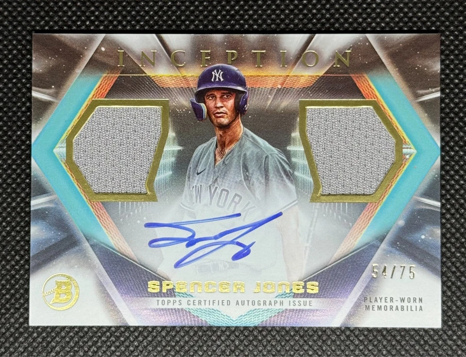 2023 Bowman Inception Spencer Jones Relic Auto Rookie RC / 75 Yankees # IADR-SJJ - Image 4 of 4