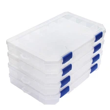 Large Plastic Tackle Box 3700 Organizer with Adjustable Dividers 4 Pack Storage