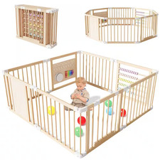 Foldable Wooden Baby Playpen Activity Center Adjustable Size and Shape Portable