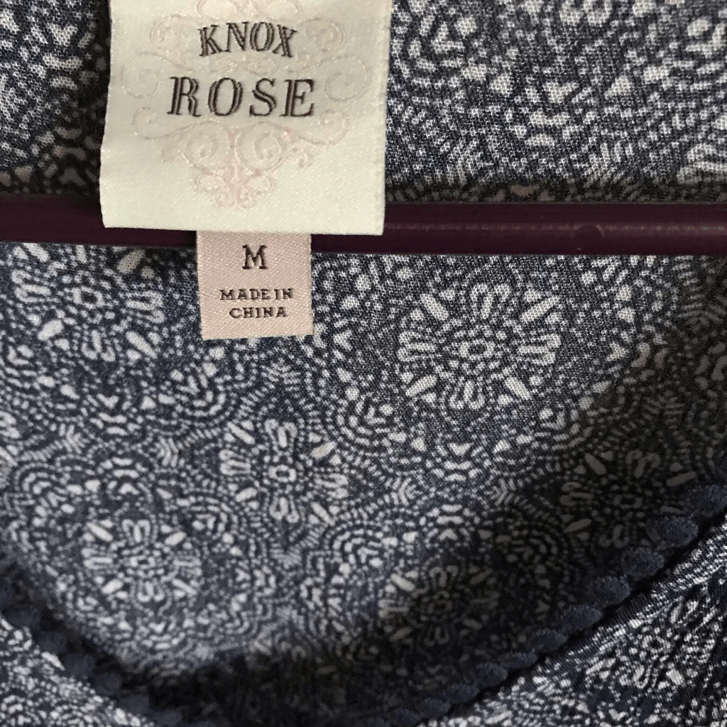 VETEMENTS Knox Rose taglia Medium blu abito manica corta pom bordo scollo a V (S8)