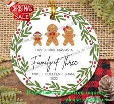 Personalized Gingerbread Family Christmas Ornament with Names - Custom Family...