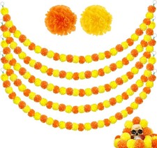 5 Pcs 5ft Marigold Garland for Decoration Artificial Marigold Flowers for Diwali