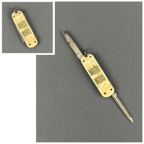 Vtg Solingen Advertising Knife Be Smart Serve Coca Cola Cracked Ice Celluloid