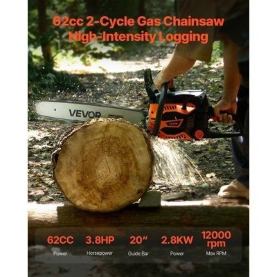 62 cc Gas Chainsaw 20 inch Gas Powered Chainsaw 3.8 HP Power Chain Saw