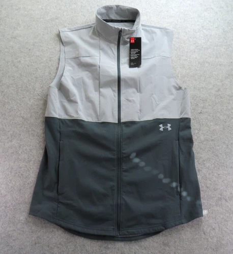 Under Armour Vest Mens Large Gray Softshell Full Zip Collared Outdoor 1327655 image 2