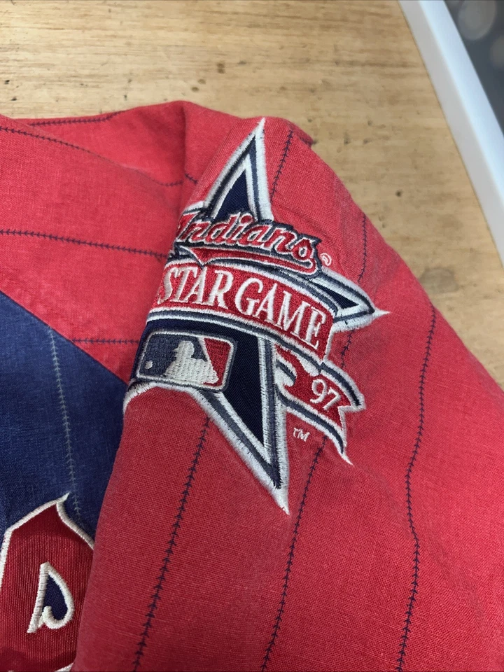Cleveland Indians 1997 All Star Game Reversible Jacket Sz XXL Pin Stripes - Image 3 of 4