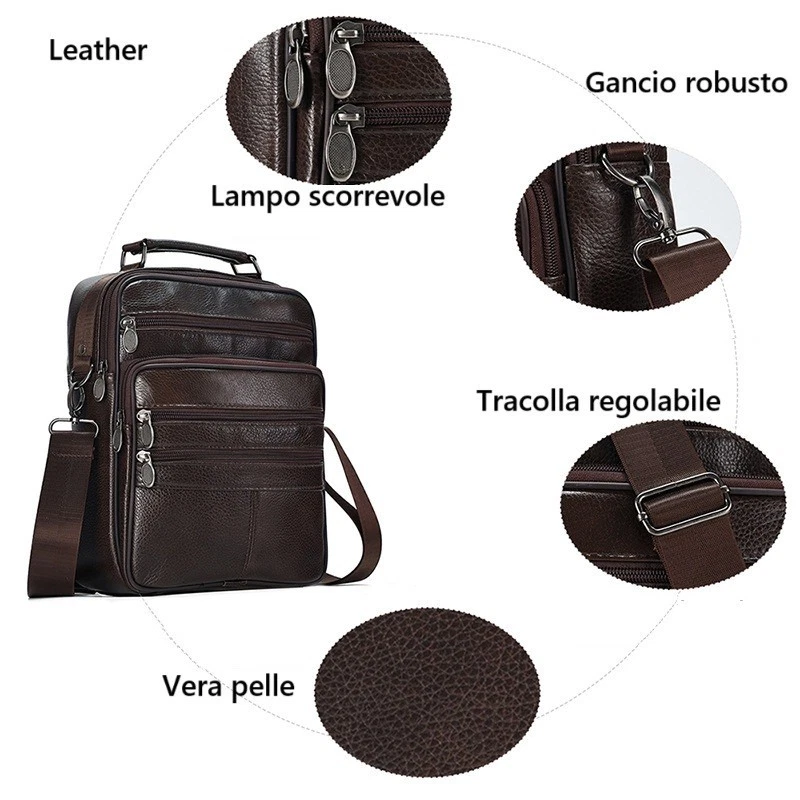 Montexoo Borsa Messenger In Pelle Vintage Per Laptop Fino A 17", Tracolla Unisex, Valigetta Da Ufficio In Cuoio Marrone
