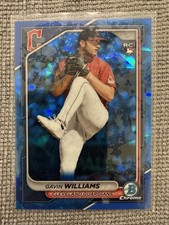 2024 Bowman Chrome Sapphire Edition Gavin Williams RC Rookie #77 Card. rookie card picture