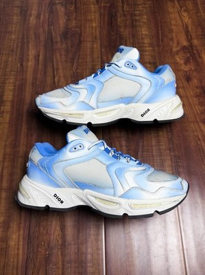 Dior CD1 Blue Gradient White Mens Low Leather Mesh Sneakers - Size 41D 8US