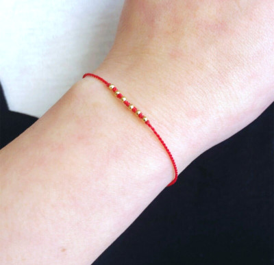 Ultradünnes geflochtenes ultradünnes geflochtenes Tattoo Armband gewachste Schnur Perlen Gold / Silber