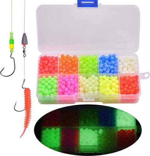 1000pcs Fishing Beads Assorted Kit Round Float Glow Beads Fishing Rig Bait Eggs  - Picture 1 of 12