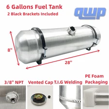 Gas Tank/ Fuel Tank 6 Gallon 8" x28" Spun Aluminum Center Fill 3/8'' NPT Outlet 