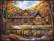 Timeless Charm Amid Fall Colors - Chart Counted Cross Stitch Patterns Needlework