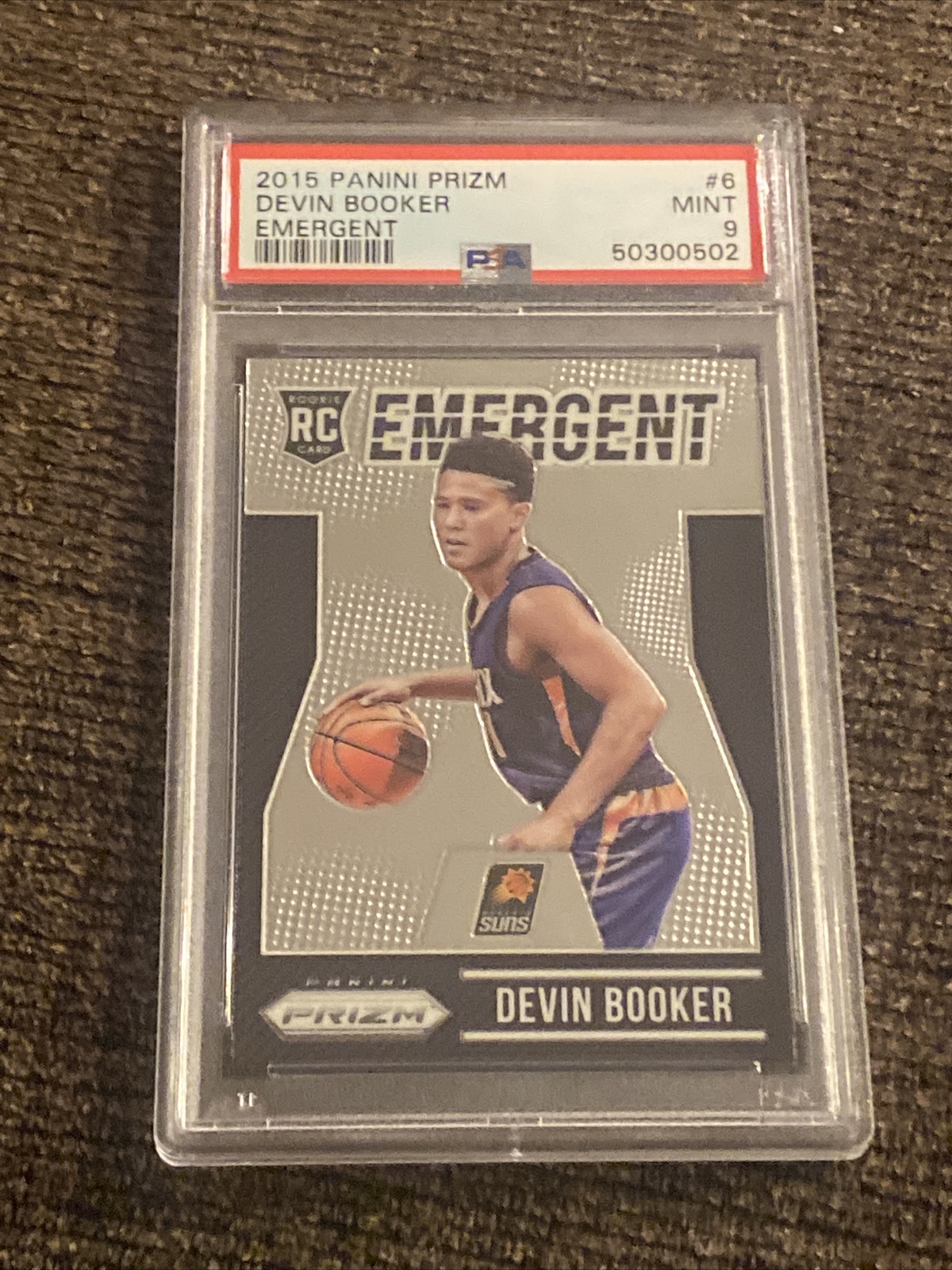 Devin Booker 2015 prizm emergent #6 psa mint 9