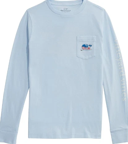 Vineyard Vines Boys' Glow Hockey Whale Long-Sleeve Pocket Tee, Medium