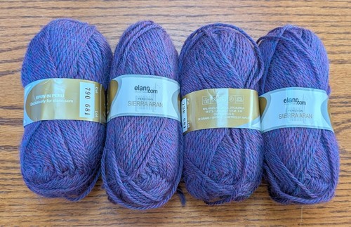 Elann Peruvian Sierra Aran Yarn: 4 Skeins, Dark Purple Heather 790, Wool Alpaca