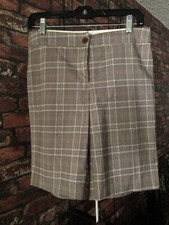 2b CLOTHING Bermuda Shorts Brown Beige Plaid Knee Walking Vintage Made in USA