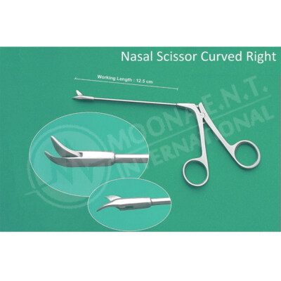 ENT Nasal Scissor Forceps Lenght 13cm & ø3.5 mm Curve Ritght Cutting Blades