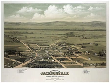Decor Poster. Graphic Art. Jacksonville bird's eye view. Home Wall Design. 1106