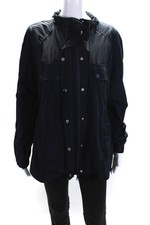 Twinset Womens Long Sleeve Mock Neck Drawstring Full Zip Jacket Blue Size 44