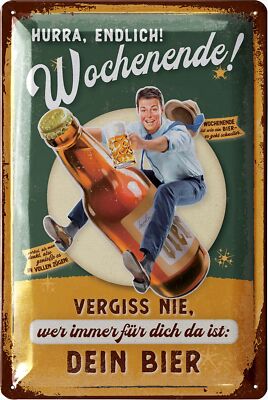 Blechschilder retro Bier Bar Deko, Metallschilder mit Spruch Partyraum, 20x30cm