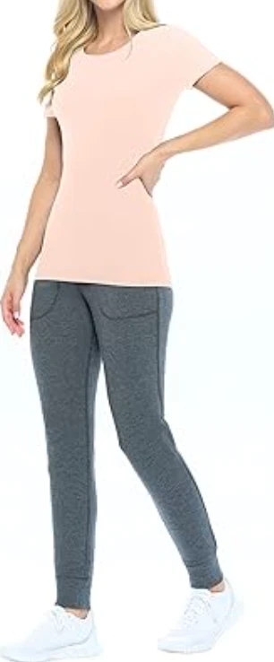 Camiseta para mujer Natural Uniforms manga corta cuello redondo debajo exfoliante, (desnuda, M) Foto 3 de 4