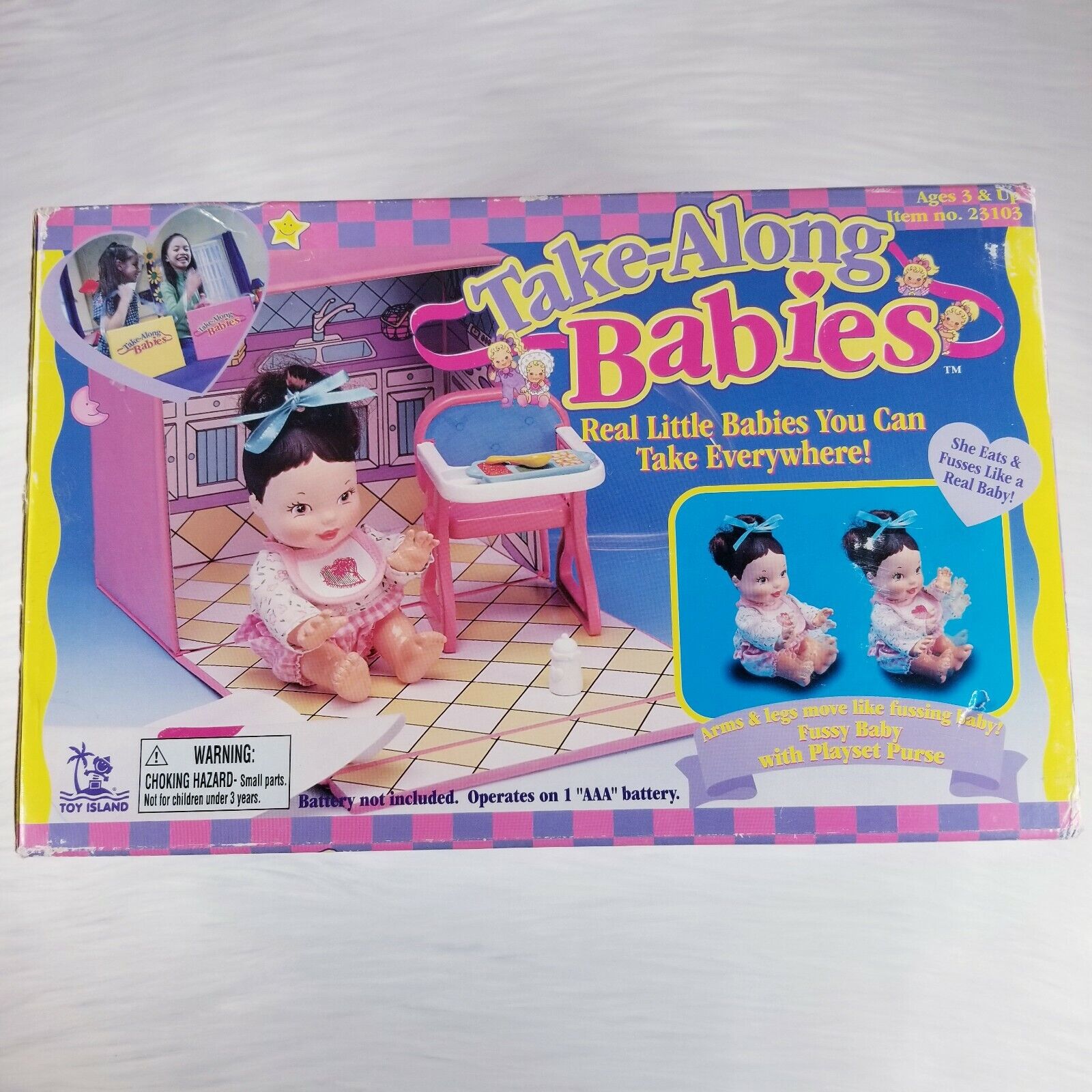 大きい割引 Vintage 1998 Take-Along Babies PlayCase Purse 【半額】 by Toy - Island In Box New
