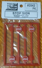 Tichy Train Group #3542 Stop Signs (8 in pkg) Plastic Parts (S Scale)