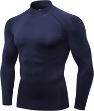 Men's Athletic Compression Shirts Long Sleeve Workout Small, 1 Pack-navy