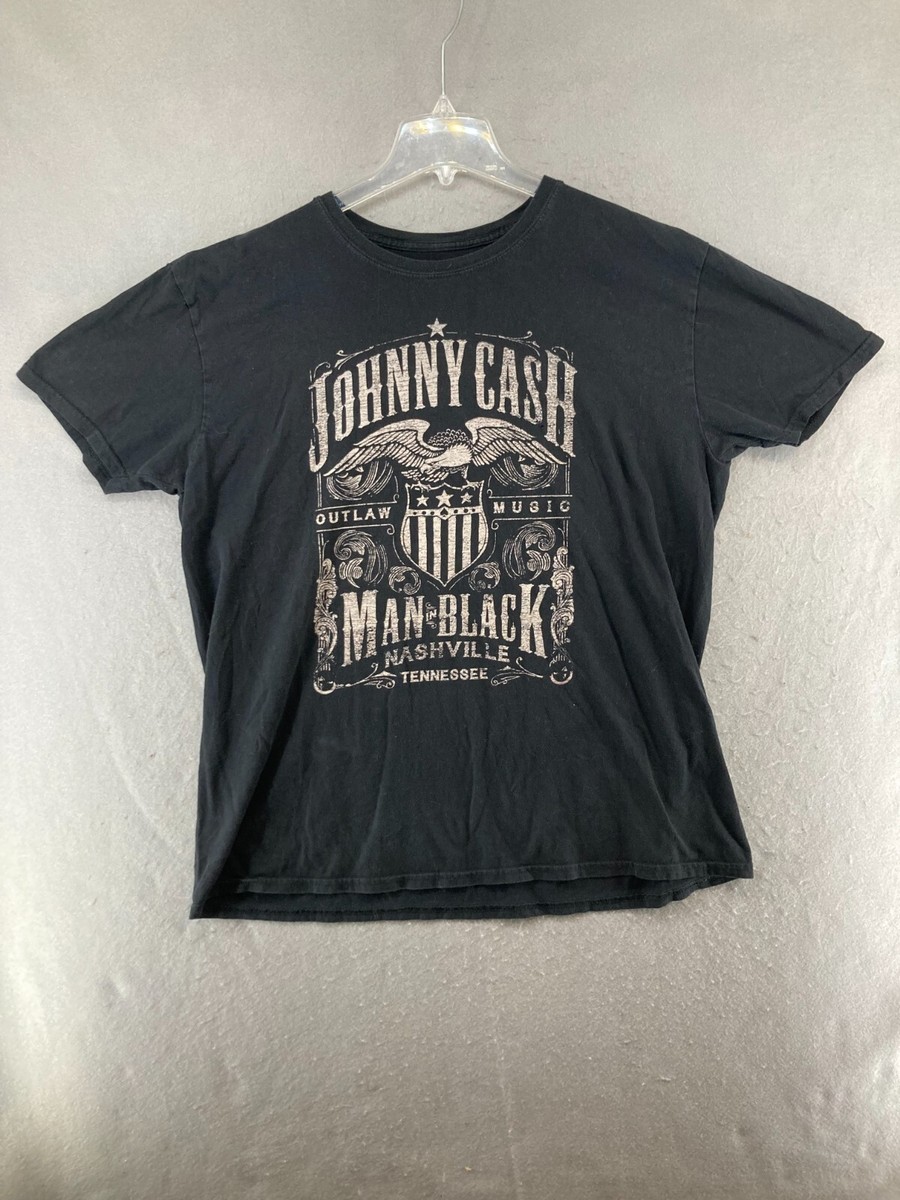 Johnny Cash Songs Graphic T-Shirt - Men's & Women's, Black, Distressed Guitar Design, Classic Fit