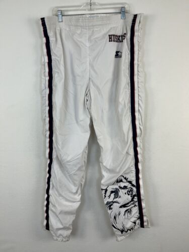 Vtg Starter Uconn Huskies Tailored Game Worn Tear Away Sweatpants #5 White Sz 38 - Picture 1 of 10