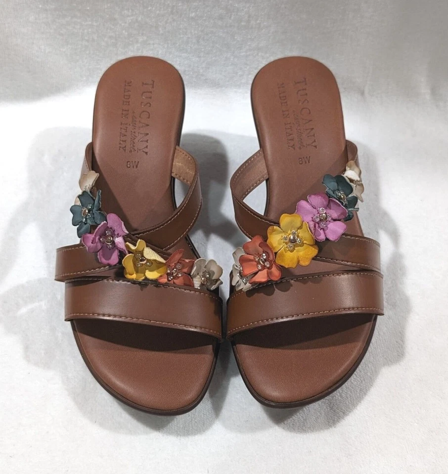 Sandálias anabela Easy Street Bellefleur Toscana bronzeada/multi feminina - Tamanho 8 nova com etiquetas de largura - Imagem 3 de 4