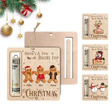 4-Piece Christmas Money Holders For Cash Gifts - Christmas Tree Wooden Ornaments