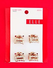 Women's ELLE Hair Clip Silver Hair Jaw Clips Bejeweled Rhinestone Clips 4 Set