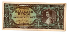 100 000 PENGO  VERY FINE   BANKNOTE  FROM  HUNGARY  1945  PICK-121
