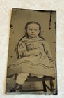 Antique Tintype Photo Beautiful Girl in Chair Spooky