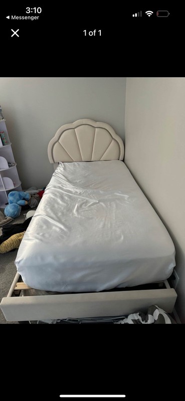 Twin Bed Frame with Headboard and Mattress
