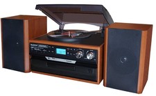 Boytone BT-24MB Bluetooth Classic Style Record Player Turntable with AM/FM Ra...