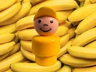 Vintage Fisher-Price Little People Rare Whoops Banana Boy Yellow Body/Cap