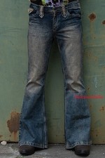 Retro Mens Bell Bottom Jeans Slim Fit Flared Denim Pants 60s 70s Casual Trousers