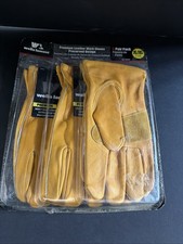 Wells Lamont Premium Leather Work Gloves 3-Pair Pack XL SIZE NEW in package