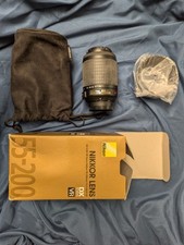 Nikon AF-S DX Nikkor 55-200mm f/4-5.6G ED VR Lens HB-37 Hood, Caps, Pouch, Box