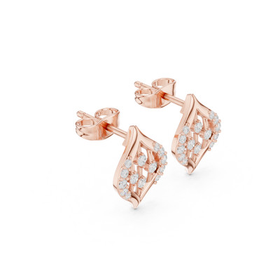 Certified Natural VVS1 Diamond Minimalist Statement Stud Earrings 14k Gold Over