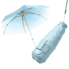 Mini Travel Folding Umbrella With Built-in Telescopic Hidden Handle for Women...