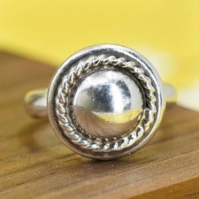 Size 9, vintage Sterling silver handmade ring, 925 band with beads